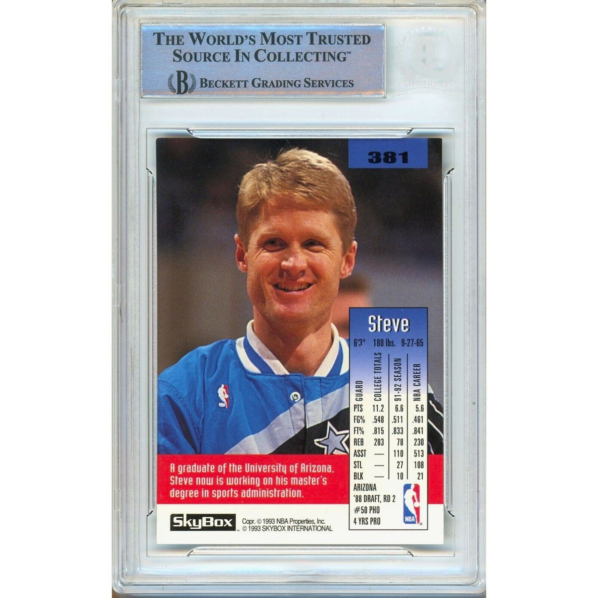 Steve Kerr Orlando Magic Signed Trading Card Beckett BAS