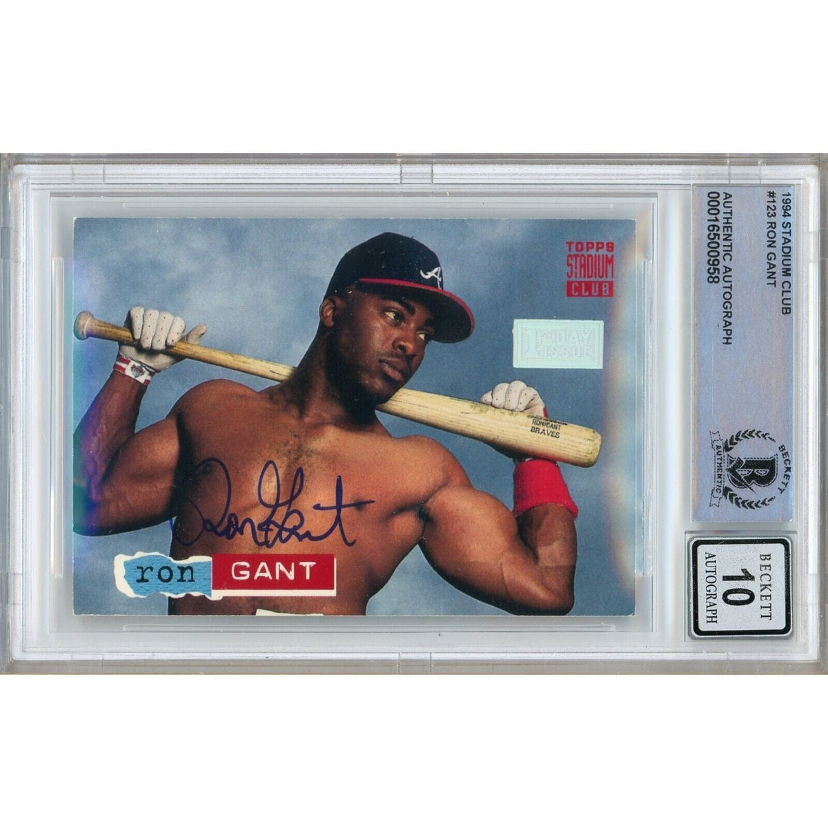 Ron Gant Atlanta Braves Signed Autographed Trading Card Beckett BGS