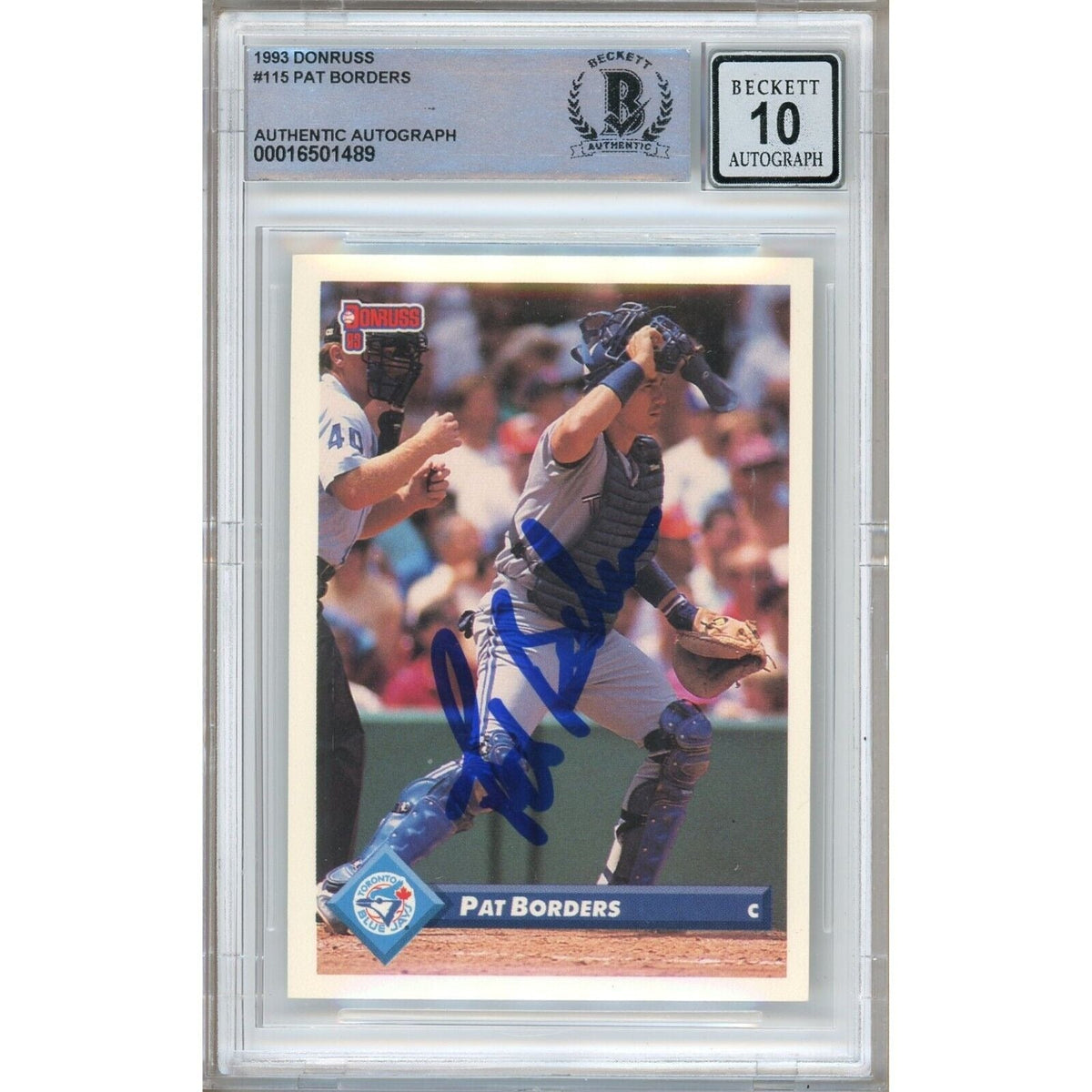 Pat Borders Toronto Blue Jays Autographed Trading Card Beckett BGS