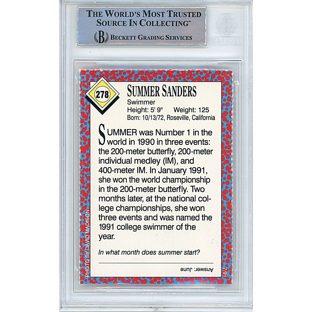 Summer Sanders Team Signed Trading Card Beckett BAS