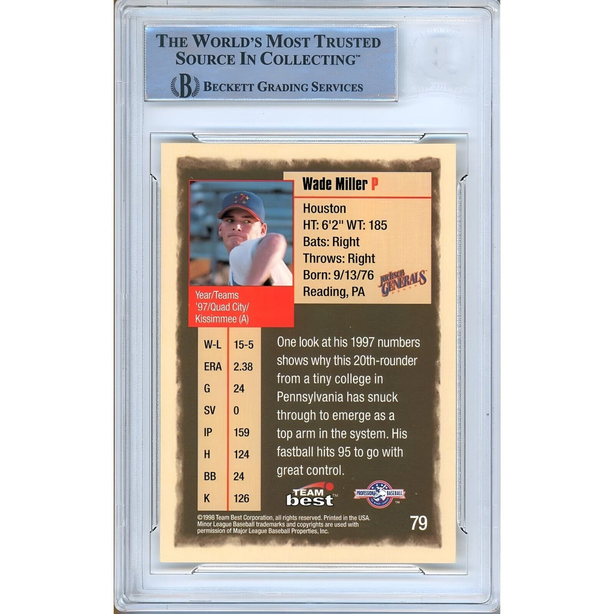 Wade Miller Houston Astros Signed Trading Card Beckett BAS