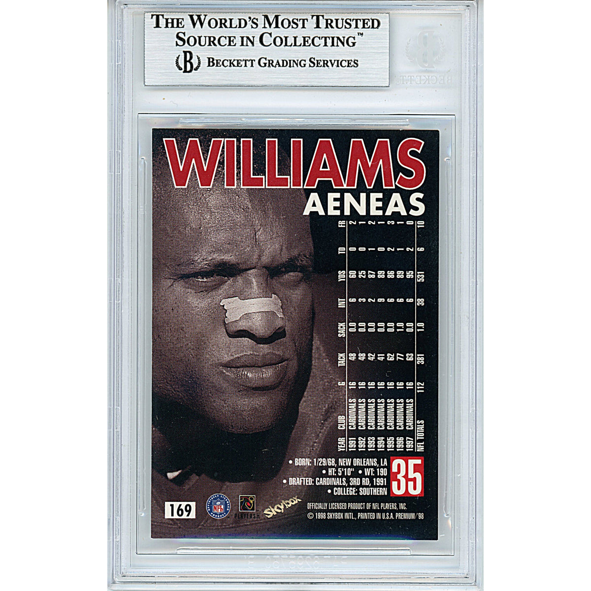 Aeneas Williams Skybox Premium Signed Trading Card Beckett BGS