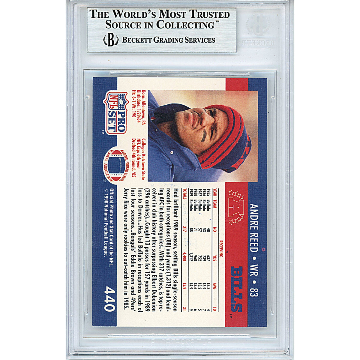 Andre Reed Pro Set Autograph Trading Card Beckett BGS