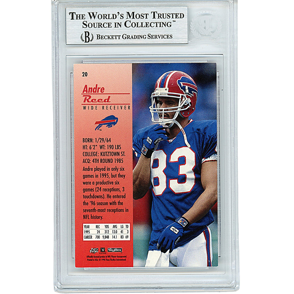 Andre Reed Skybox Premium Signed Trading Card Beckett BGS