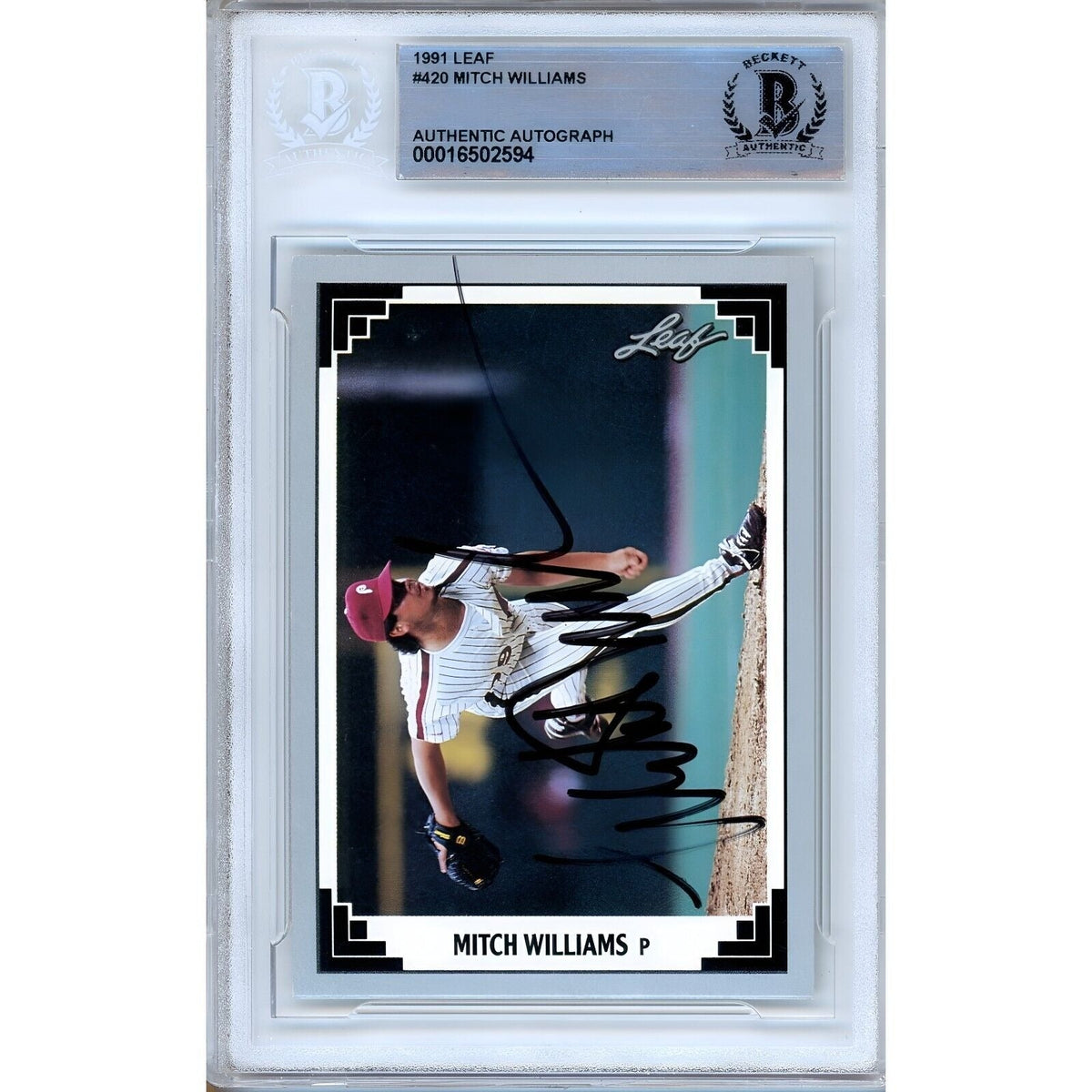 Mitch Williams Philadelphia Phillies Signed Trading Card Beckett BAS