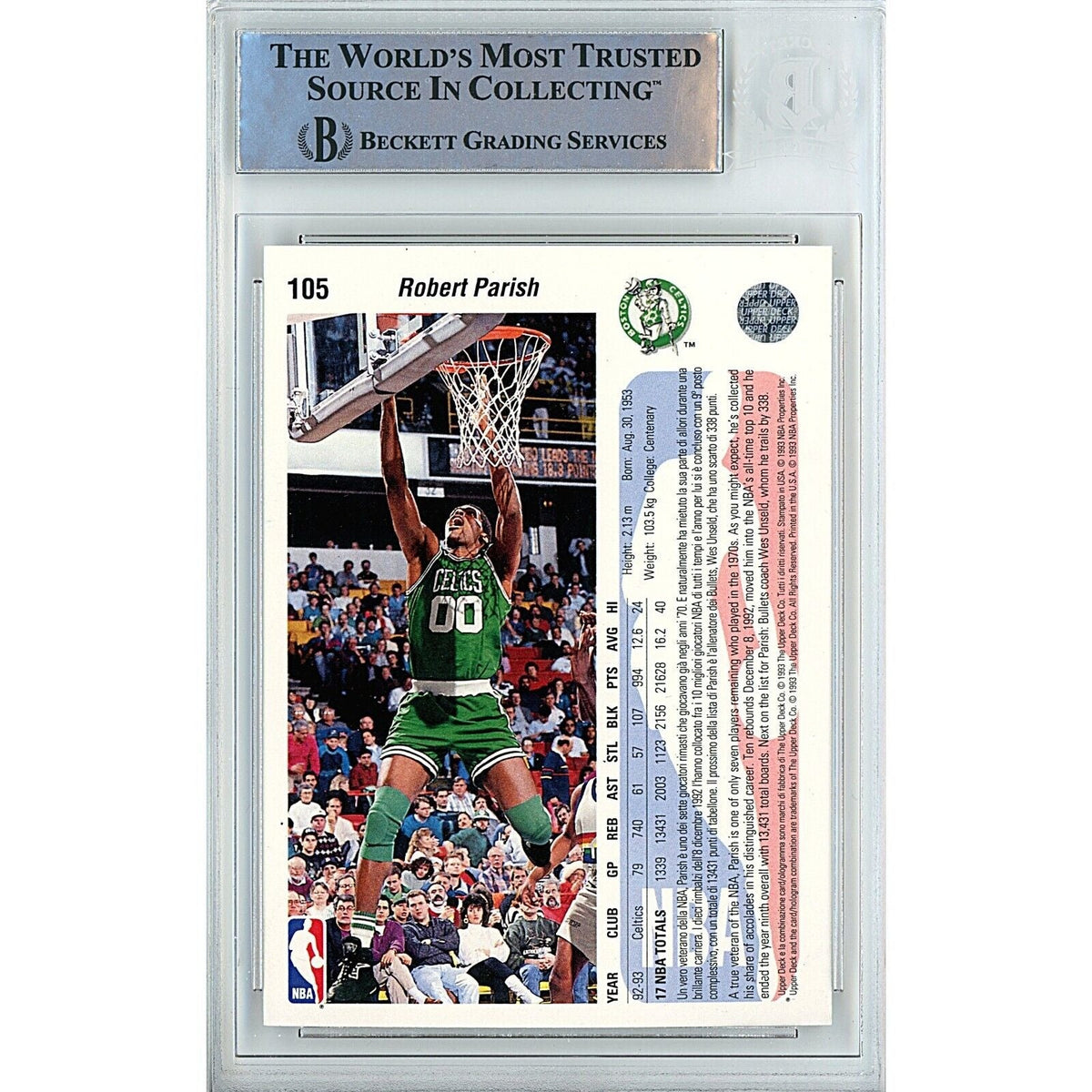 Robert Parish Boston Celtics Signed Trading Card Beckett BAS