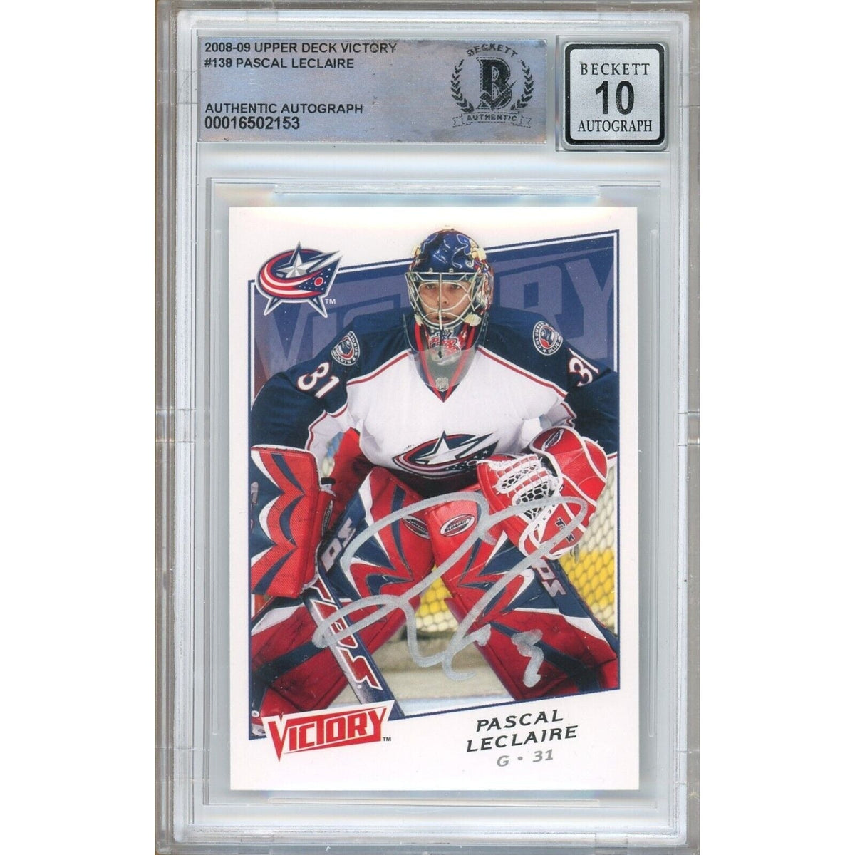 Pascal Blue Jackets Signed Autographed Trading Card Beckett BGS
