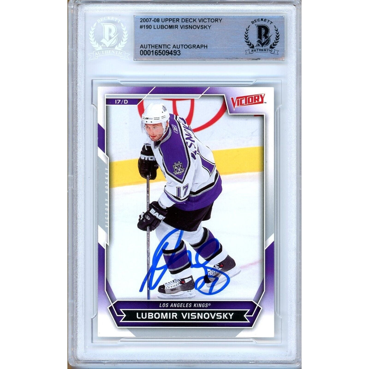Lubomir Visnovsky Los Angeles Kings Autographed Trading Card Beckett BAS