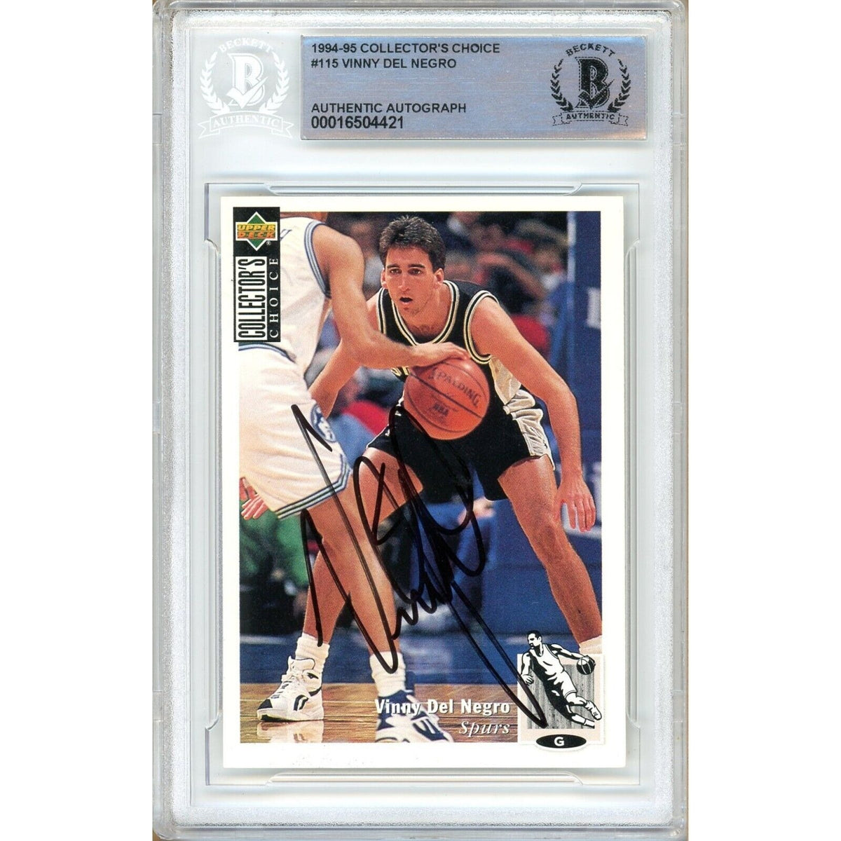 Vinny Del Negro San Antonio Autographed Trading Card Beckett BAS