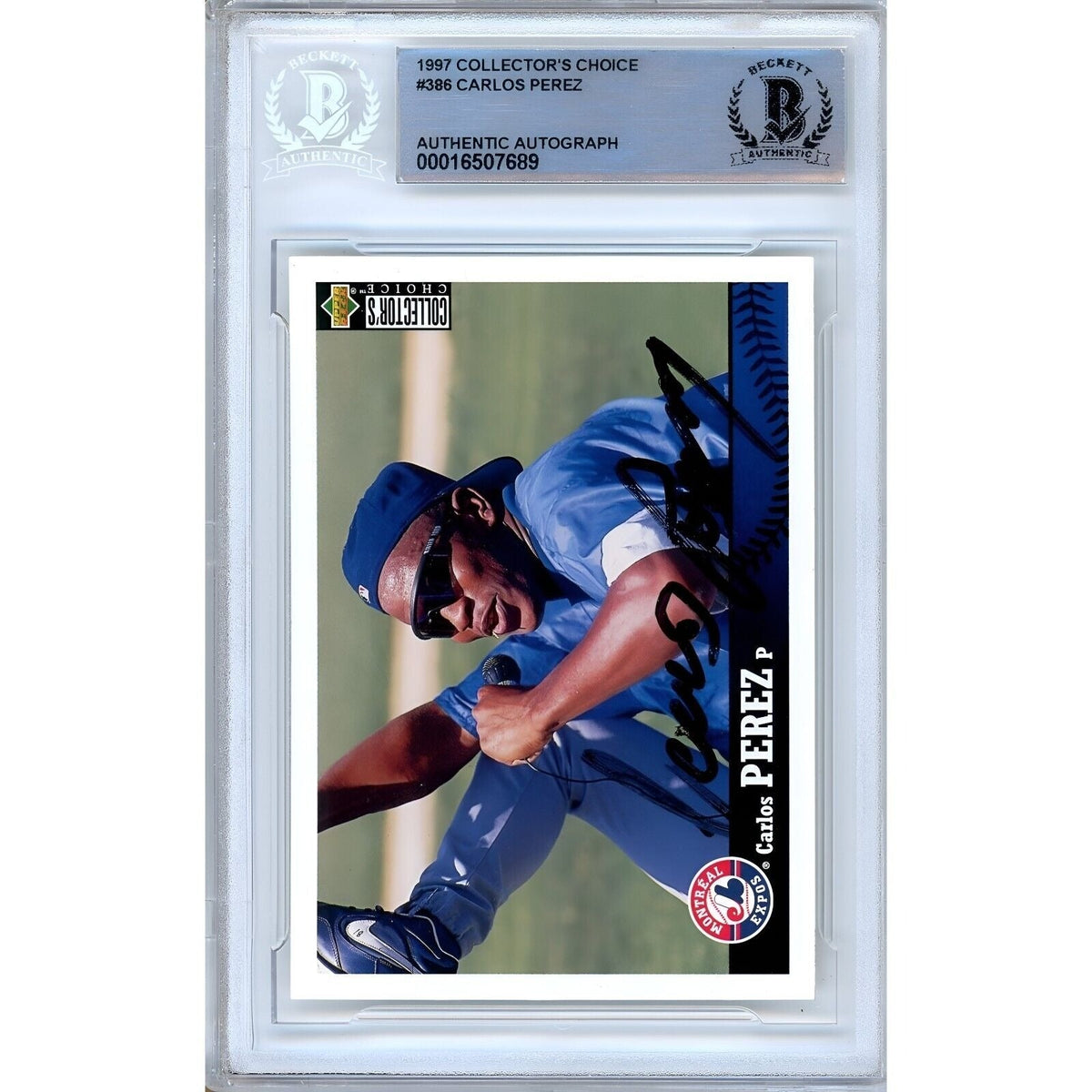 Carlos Perez Collectors Choice Signed Trading Card Beckett BAS