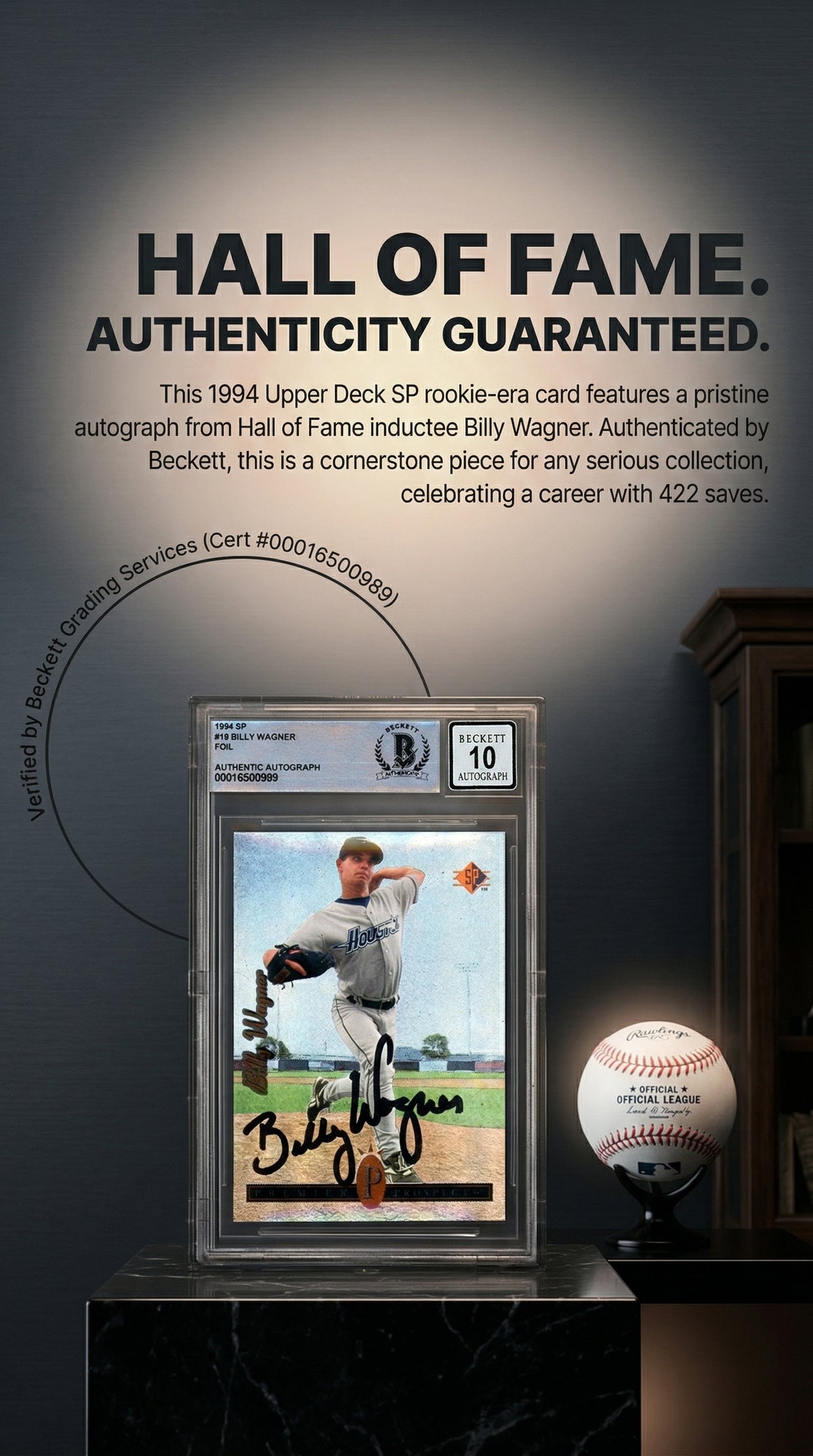 Billy Wagner Autographed 1994 Upper Deck SP # 18 - Houston Astros - Beckett Authentication