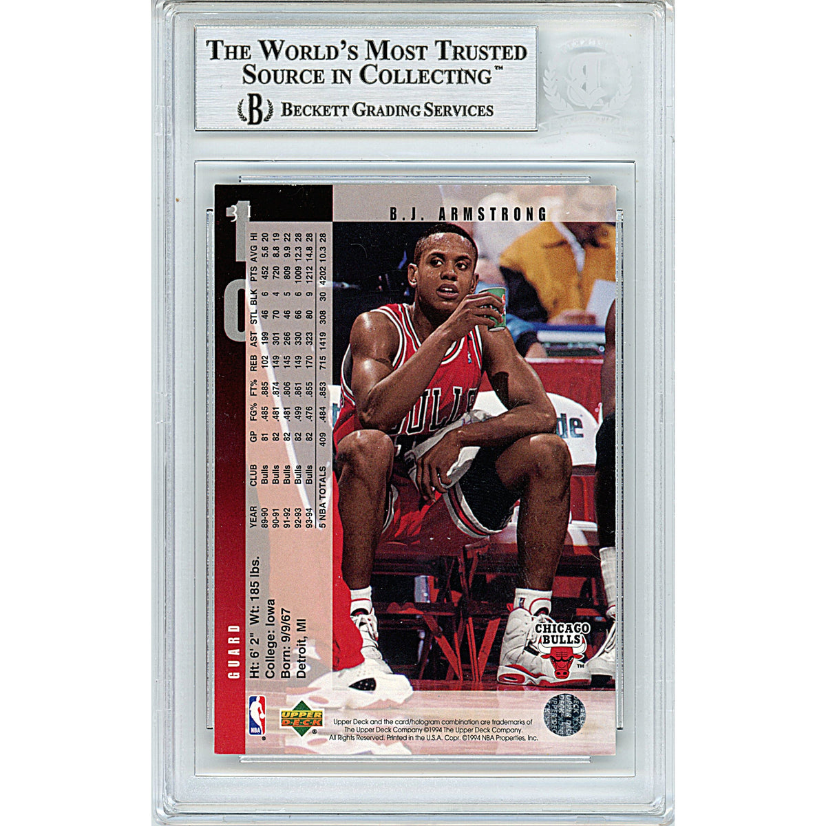 Bj Armstrong Upper Deck Signed Trading Card Beckett BGS