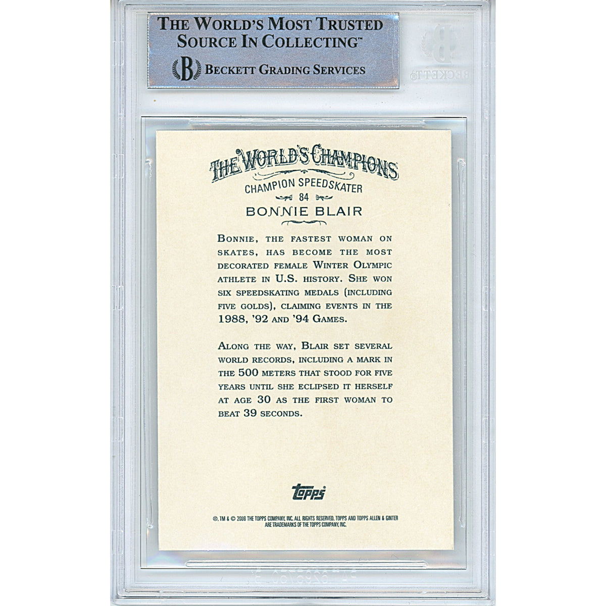 Bonnie Blair Topps Allen Signed Trading Card Beckett BGS