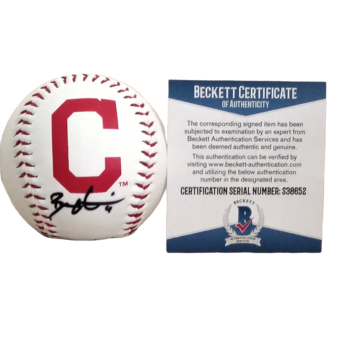 Bradley Zimmer Autographed Cleveland Indians Baseball Beckett BAS