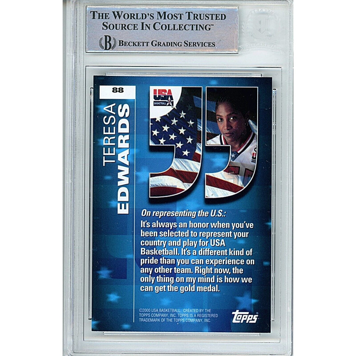 Teresa Edwards Signed Trading Card Beckett BAS