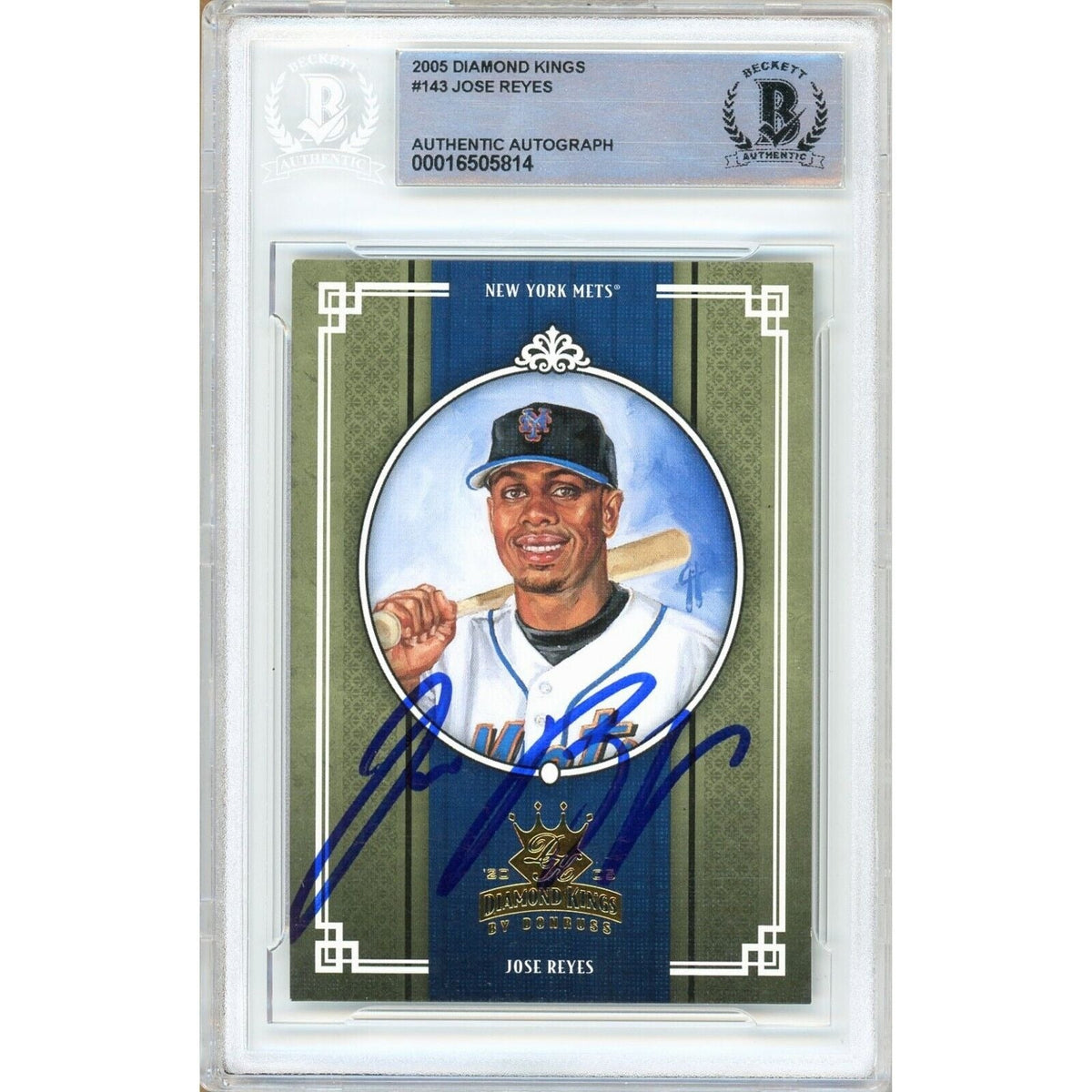 Jose Reyes Donruss Diamond Kings Autographed Trading Card Beckett BAS