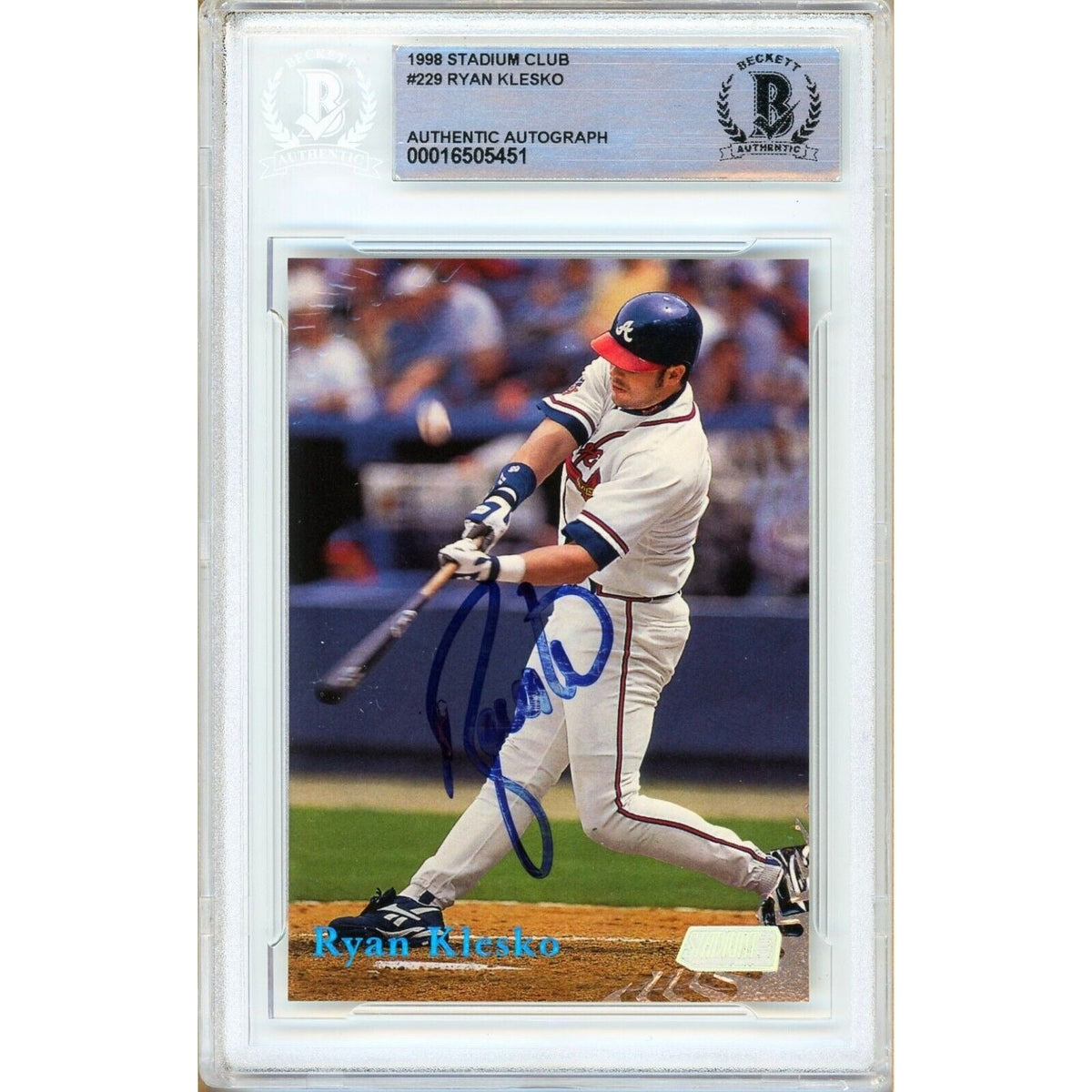 Ryan Klesko Atlanta Braves Signed Autographed Trading Card Beckett BAS