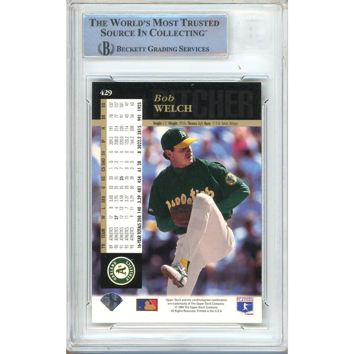 Bob Welch Upper Deck Signed Trading Card Beckett BAS