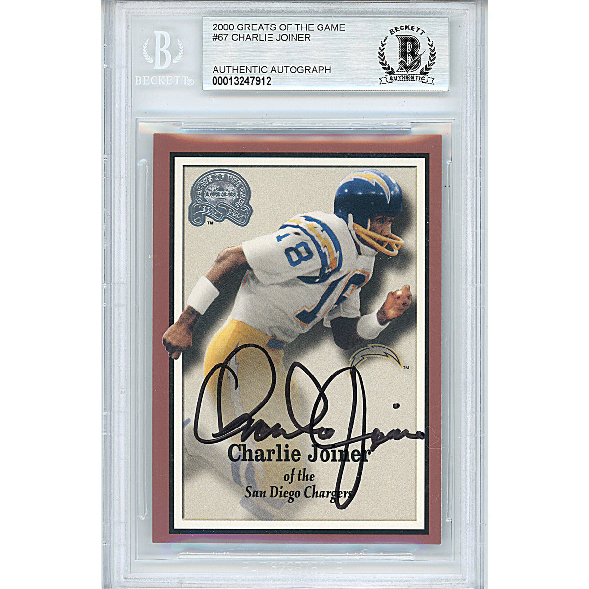 Charlie Joiner Fleer Greats Autographed Trading Card Beckett BGS