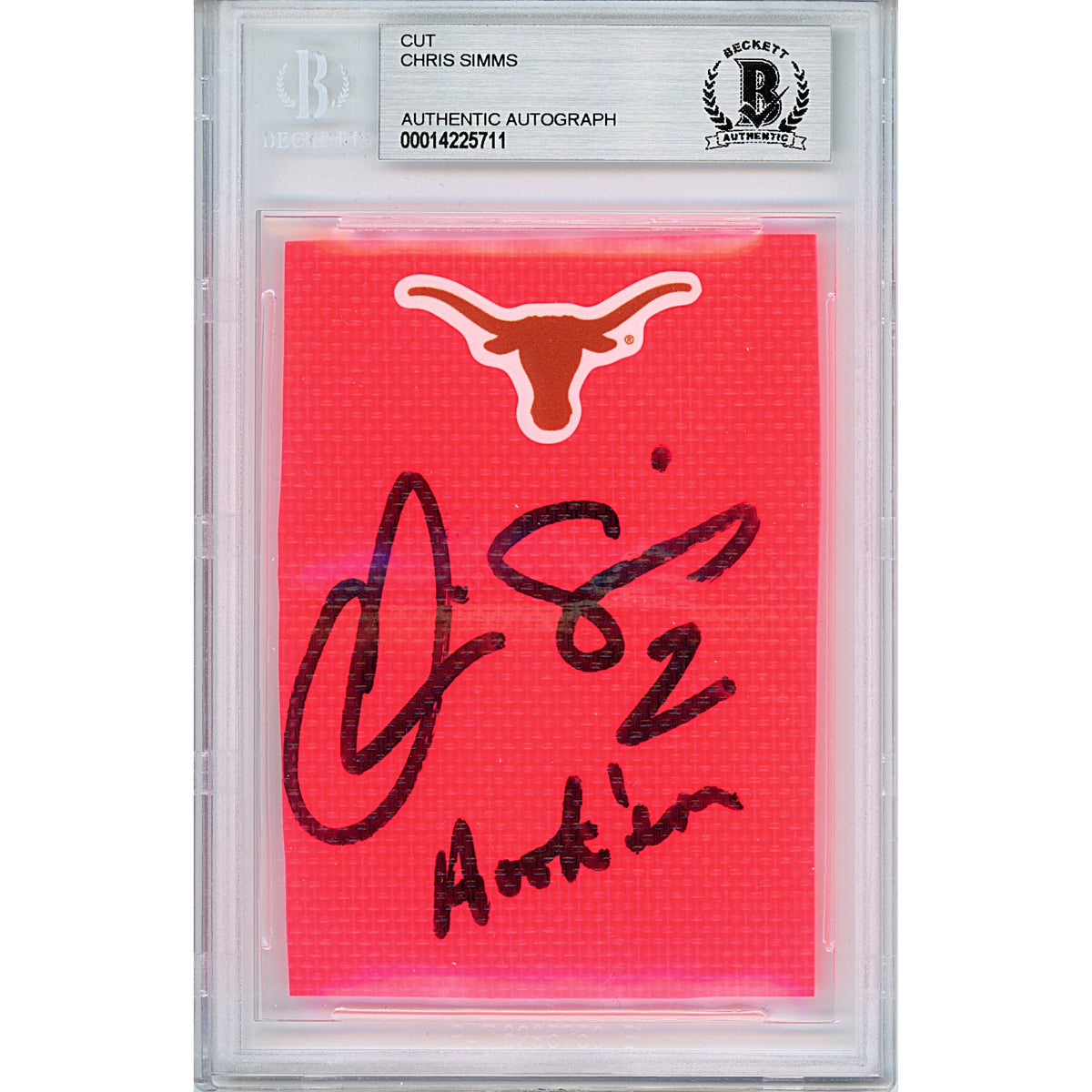 Chris Simms Autographed Texas Longhorns Cut Signature Beckett BGS