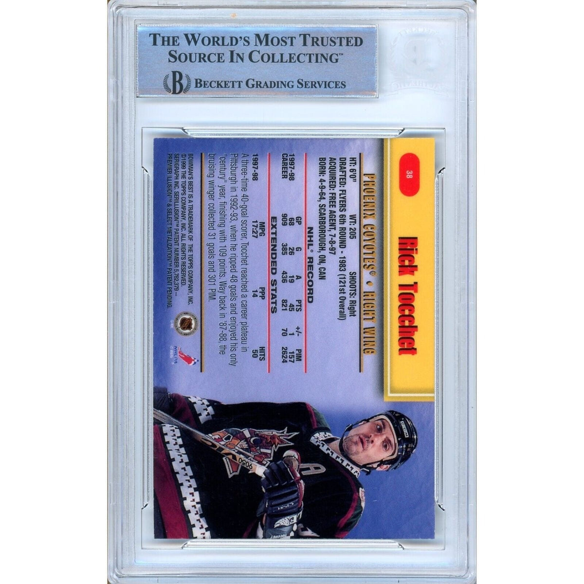 Rick Tocchet Arizona Coyotes Signed Autograph Trading Card Beckett BAS