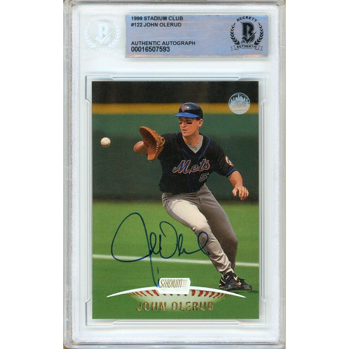 John Olerud Topps Stadium Club Autographed Trading Card Beckett BAS