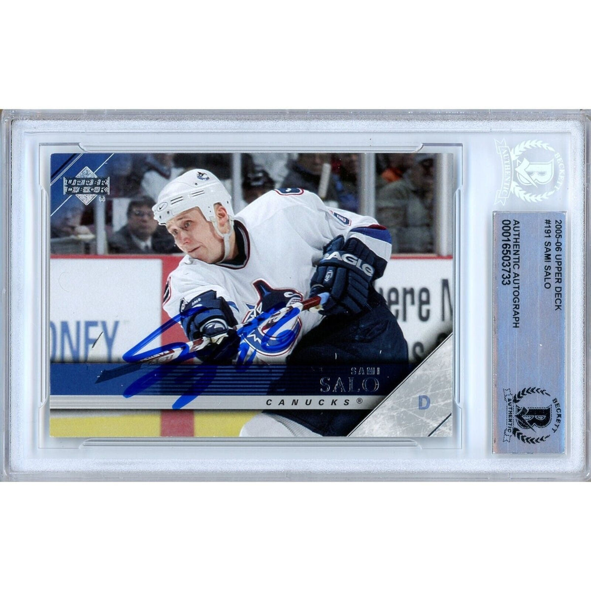 Sami Salo Vancouver Canucks Signed Autographed Trading Card Beckett BAS