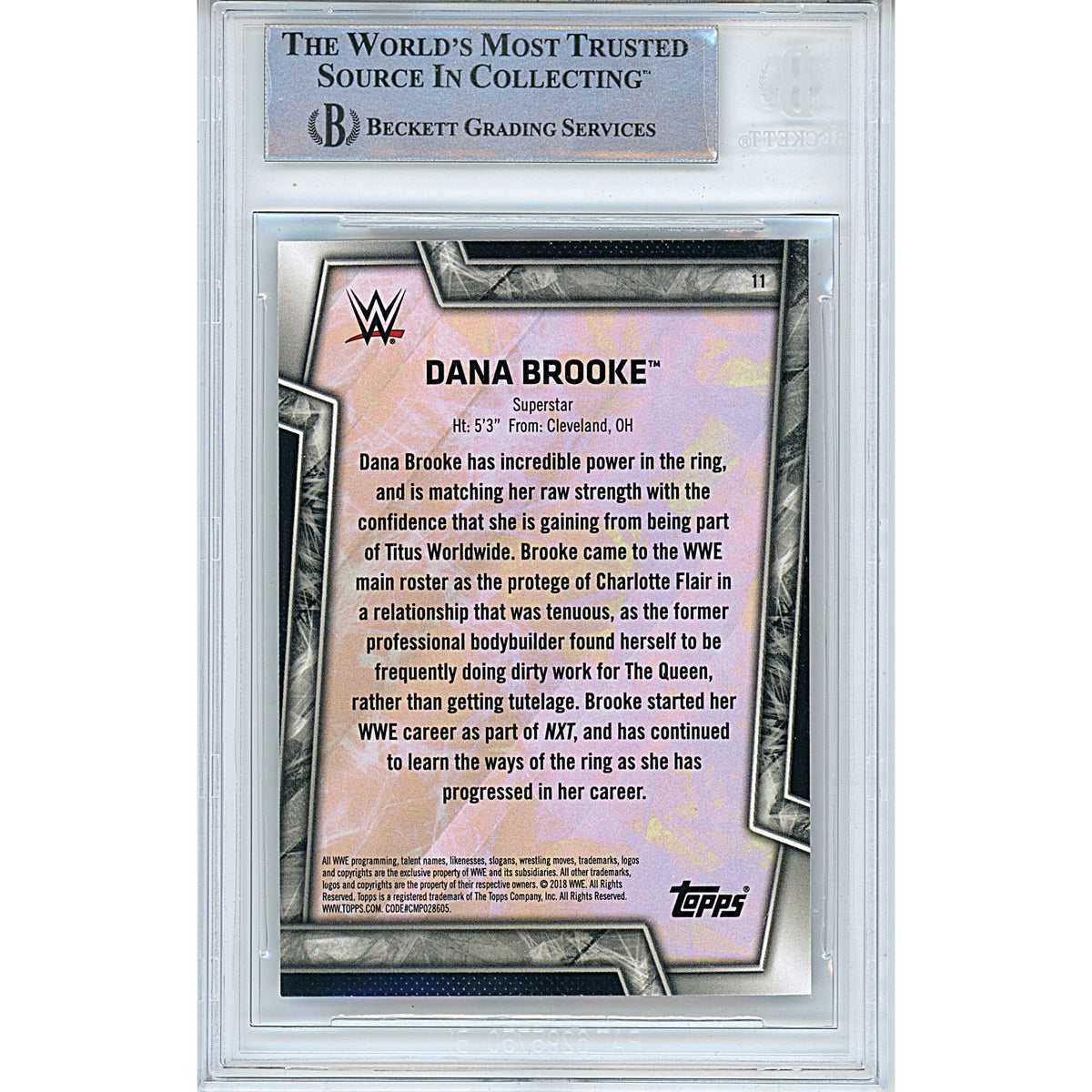 Dana Brooke Womens Division Signed Trading Card Beckett BAS