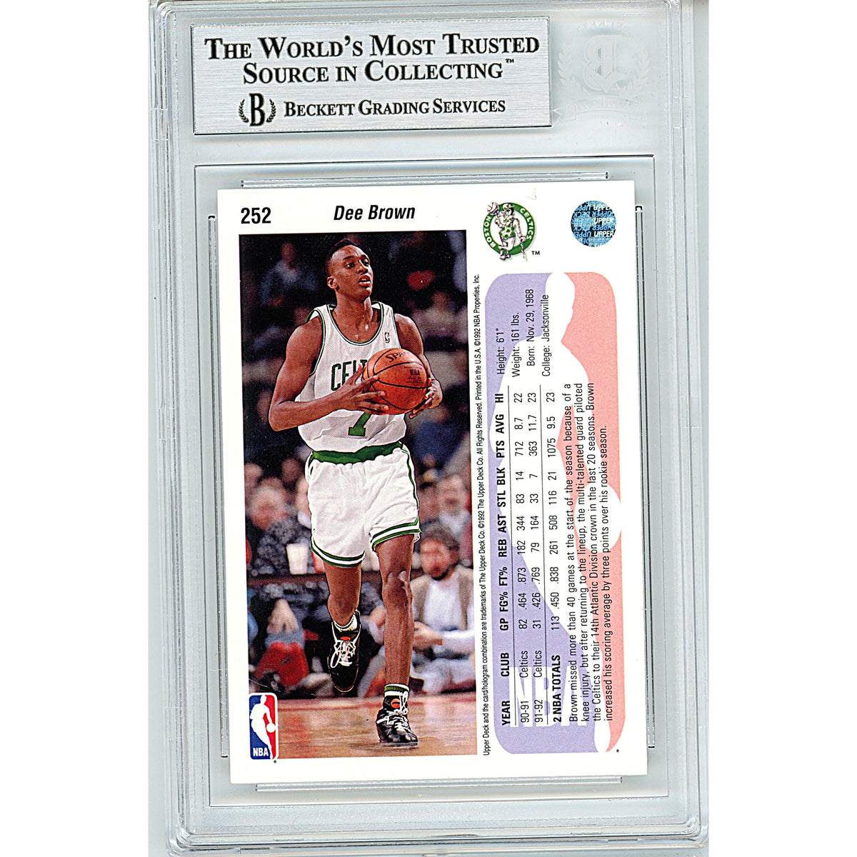 Dee Brown Upper Deck Signed Trading Card Beckett BGS