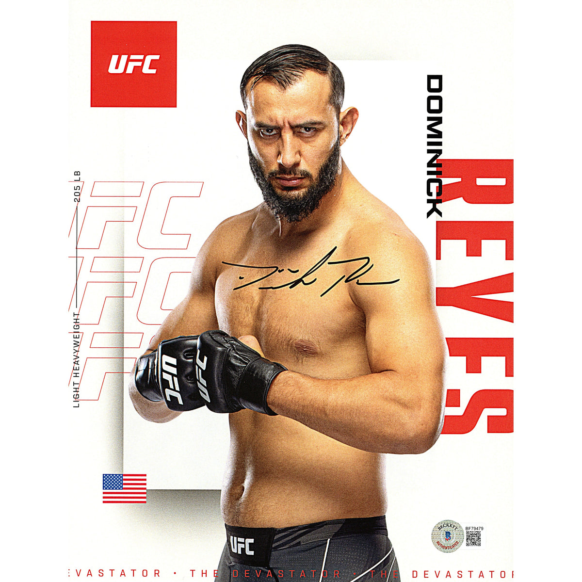 Dominick Reyes Autographed Trading Card Beckett BAS