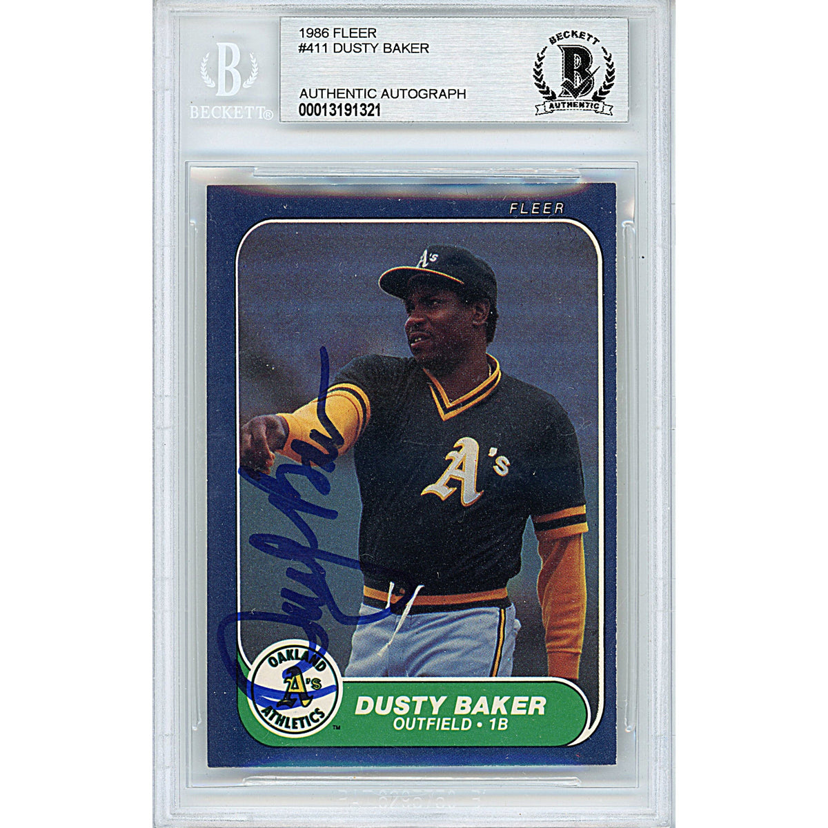 Dusty Baker Oakland Athletics Autographed Trading Card Beckett BGS