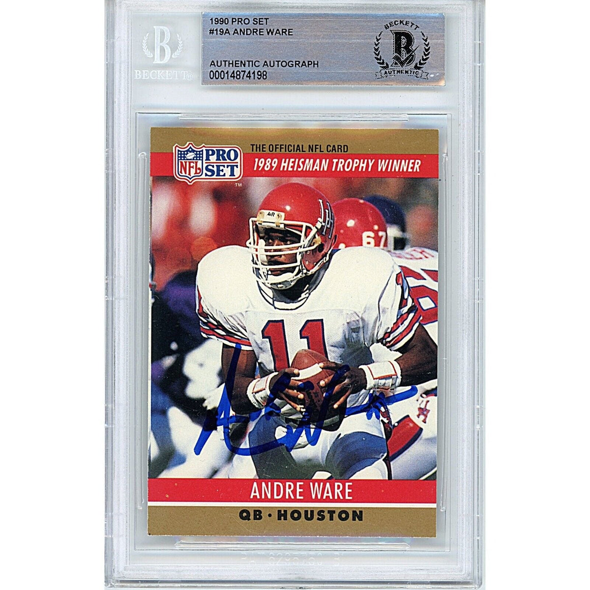 Andre Ware Pro Set Autographed Trading Card Beckett BAS
