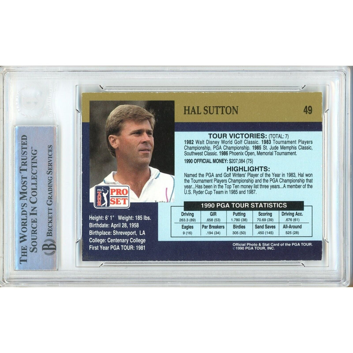 Hal Sutton Pro Set Signed Trading Card Beckett BAS