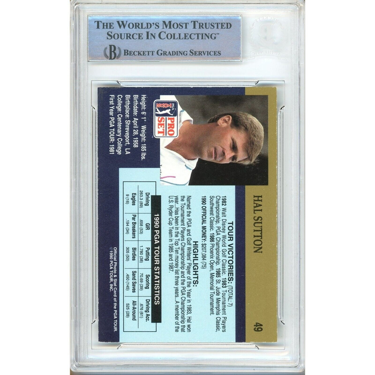 Hal Sutton Pro Set Autograph Trading Card Beckett BAS