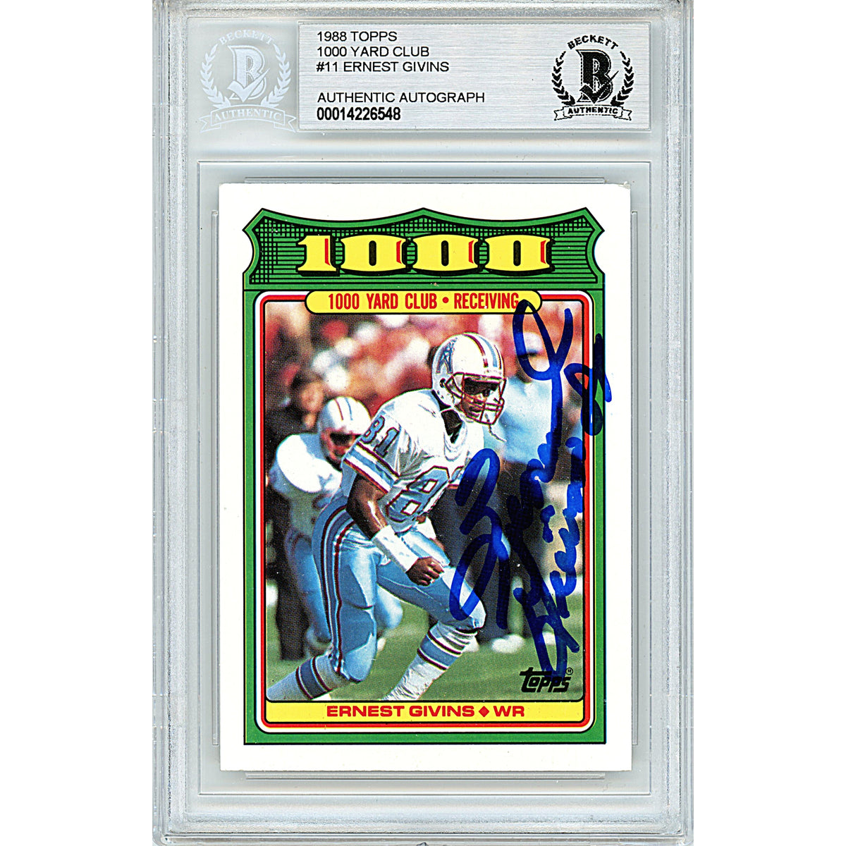 Ernest Givins Yard Club Autographed Trading Card Beckett BGS