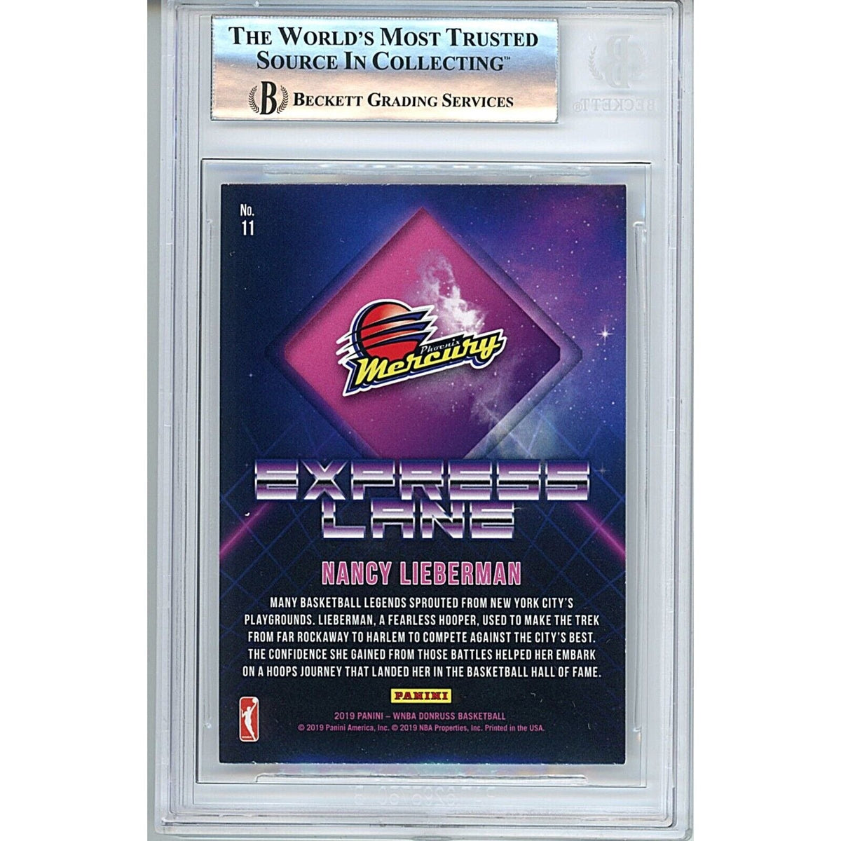 Nancy Lieberman Phoenix Mercury Signed Trading Card Beckett BAS