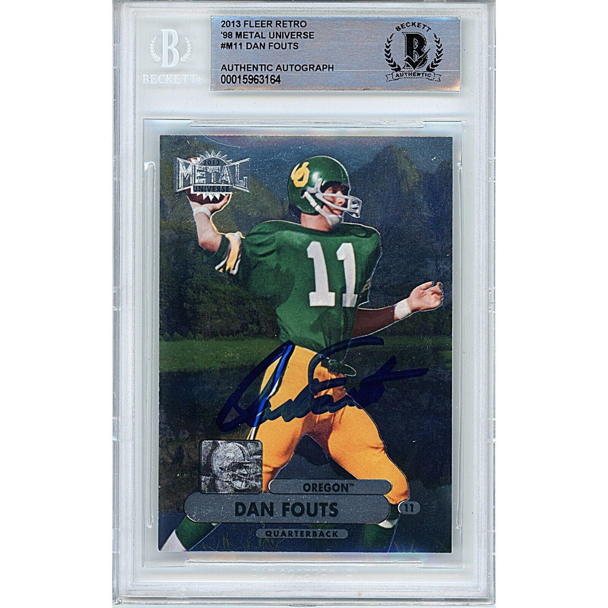 Dan Fouts Fleer Retro Metal Universe Autographed Trading Card Beckett BAS