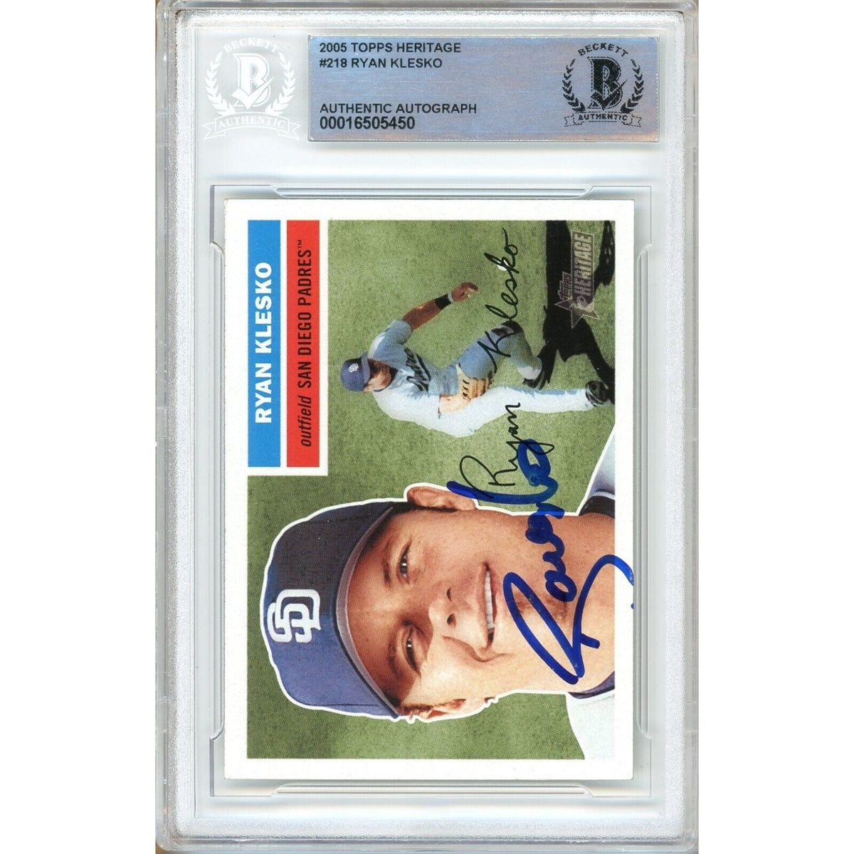 Ryan Klesko San Diego Padres Signed Trading Card Beckett BAS