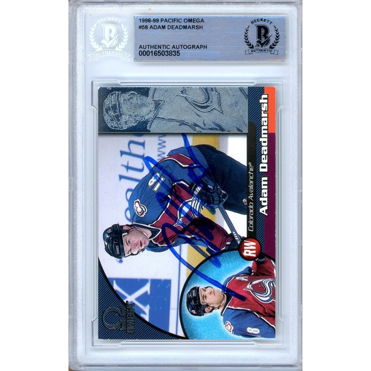 Adam Deadmarsh Pacific Omega Signed Trading Card Beckett BAS