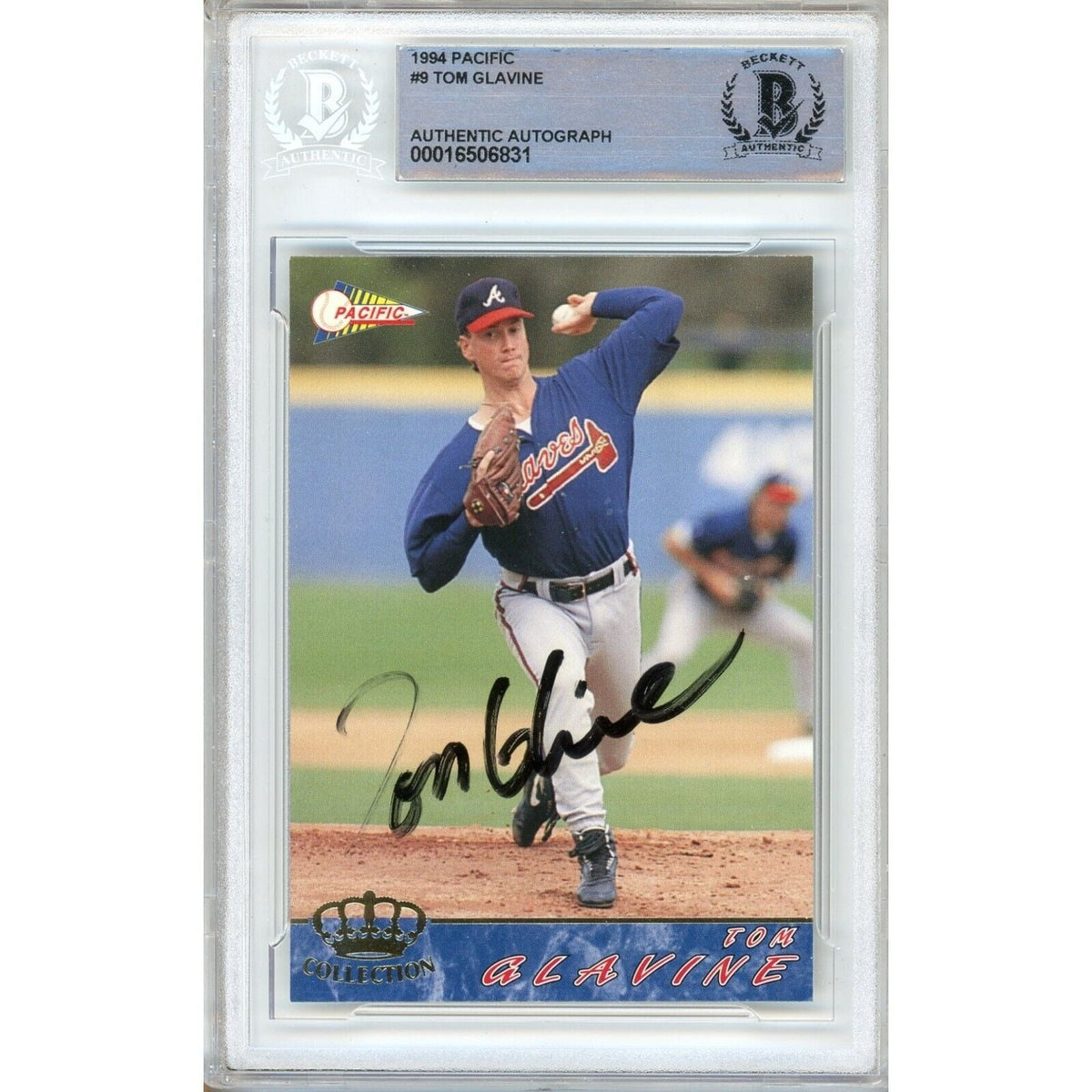 Tom Glavine Atlanta Braves Signed Autographed Trading Card Beckett BAS