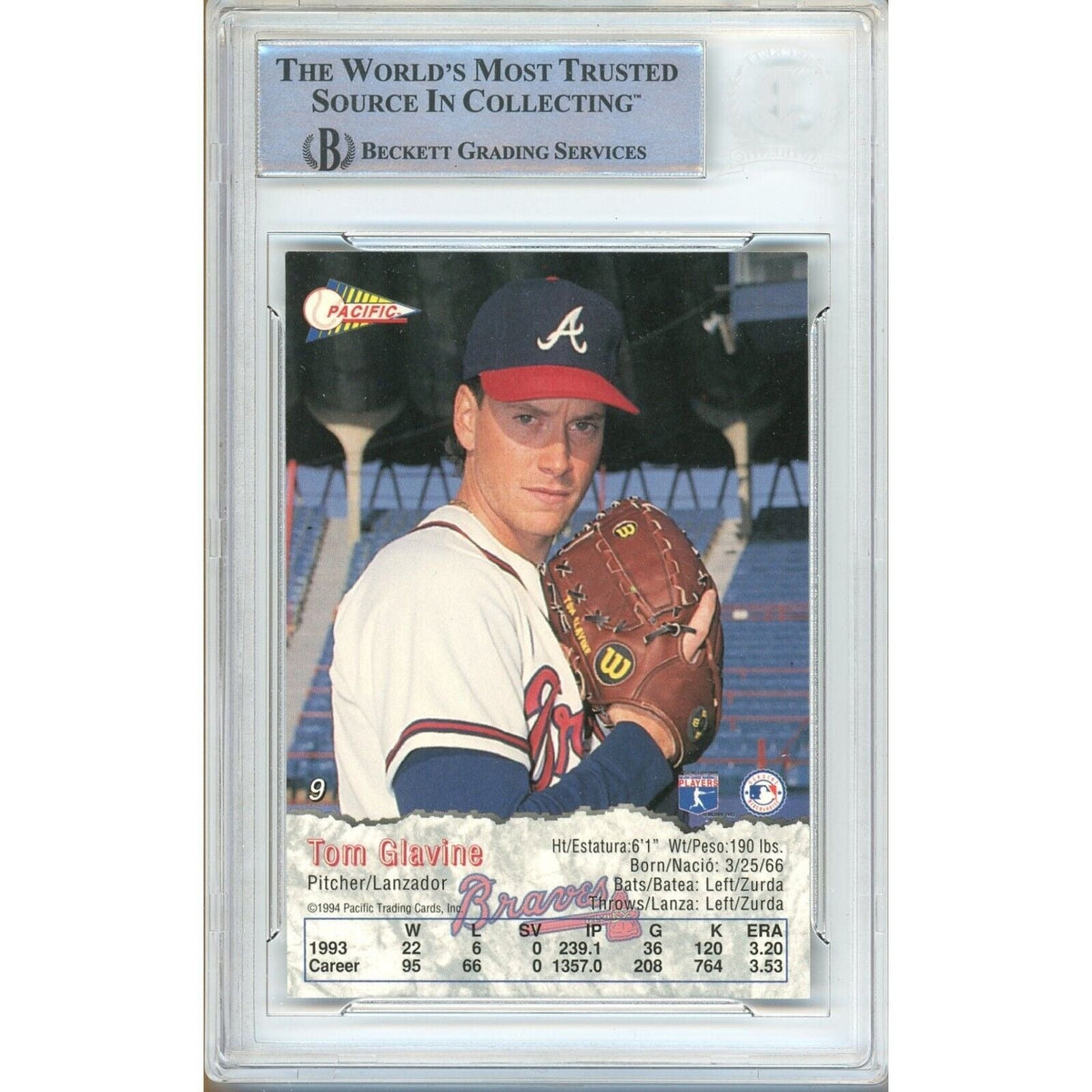 Tom Glavine Atlanta Braves Signed Trading Card Beckett BAS