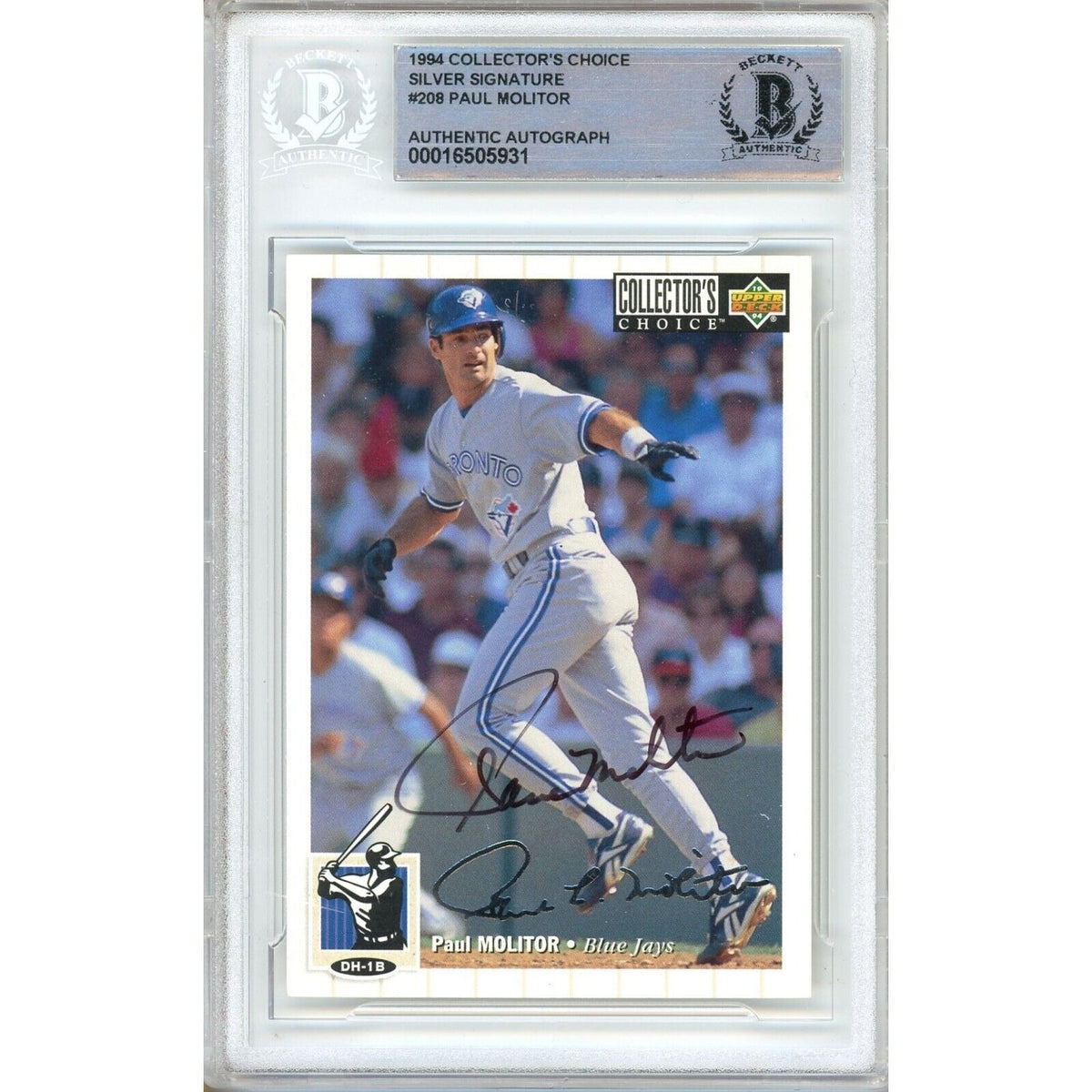 Paul Molitor Toronto Blue Jays Autographed Trading Card Beckett BAS