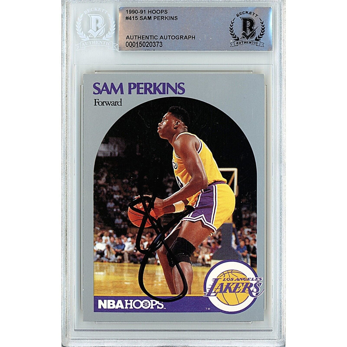 Sam Perkins Los Angeles Lakers Autographed Trading Card Beckett BAS