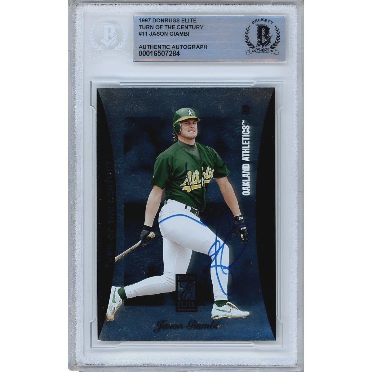 Jason Giambi Donruss Elite Autographed Trading Card Beckett BAS