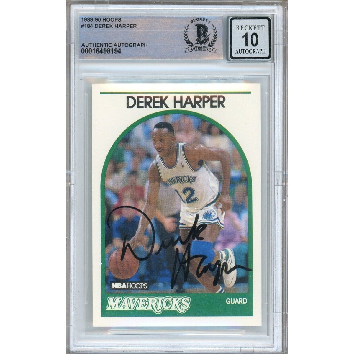 Derek Harper Dallas Mavericks Autographed Trading Card Beckett BAS