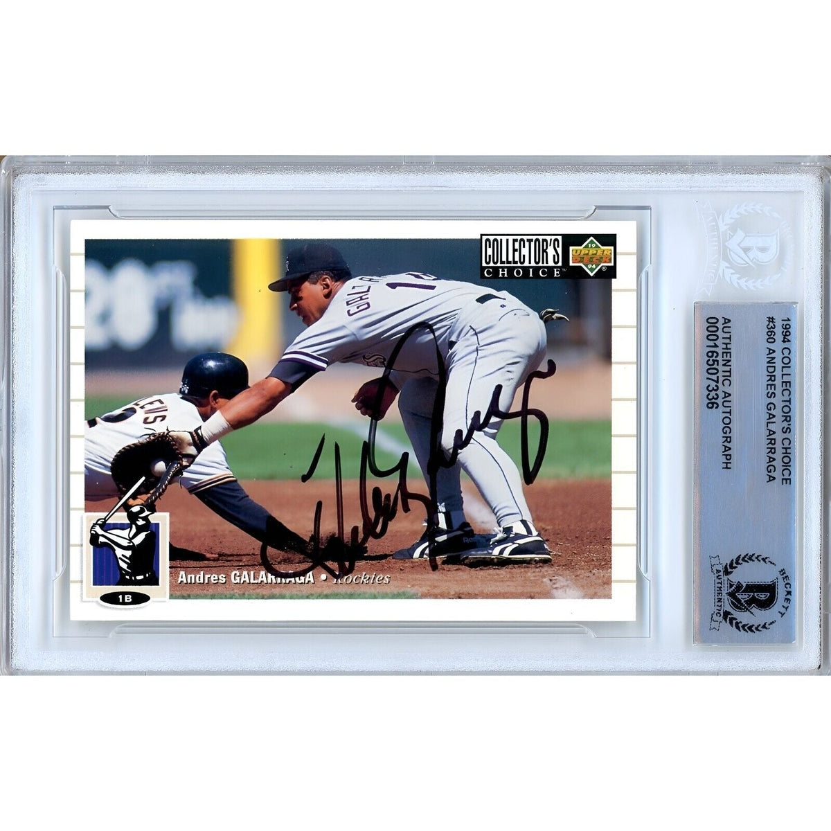 Andres Galarraga Collectors Choice Autographed Trading Card Beckett BAS