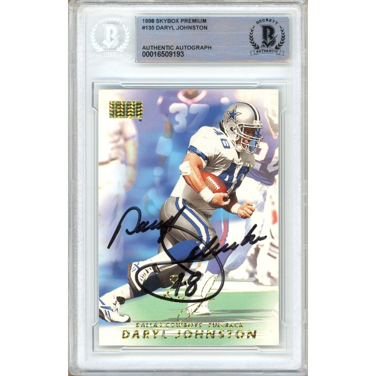 Daryl Johnston Skybox Premium Autographed Trading Card Beckett BAS
