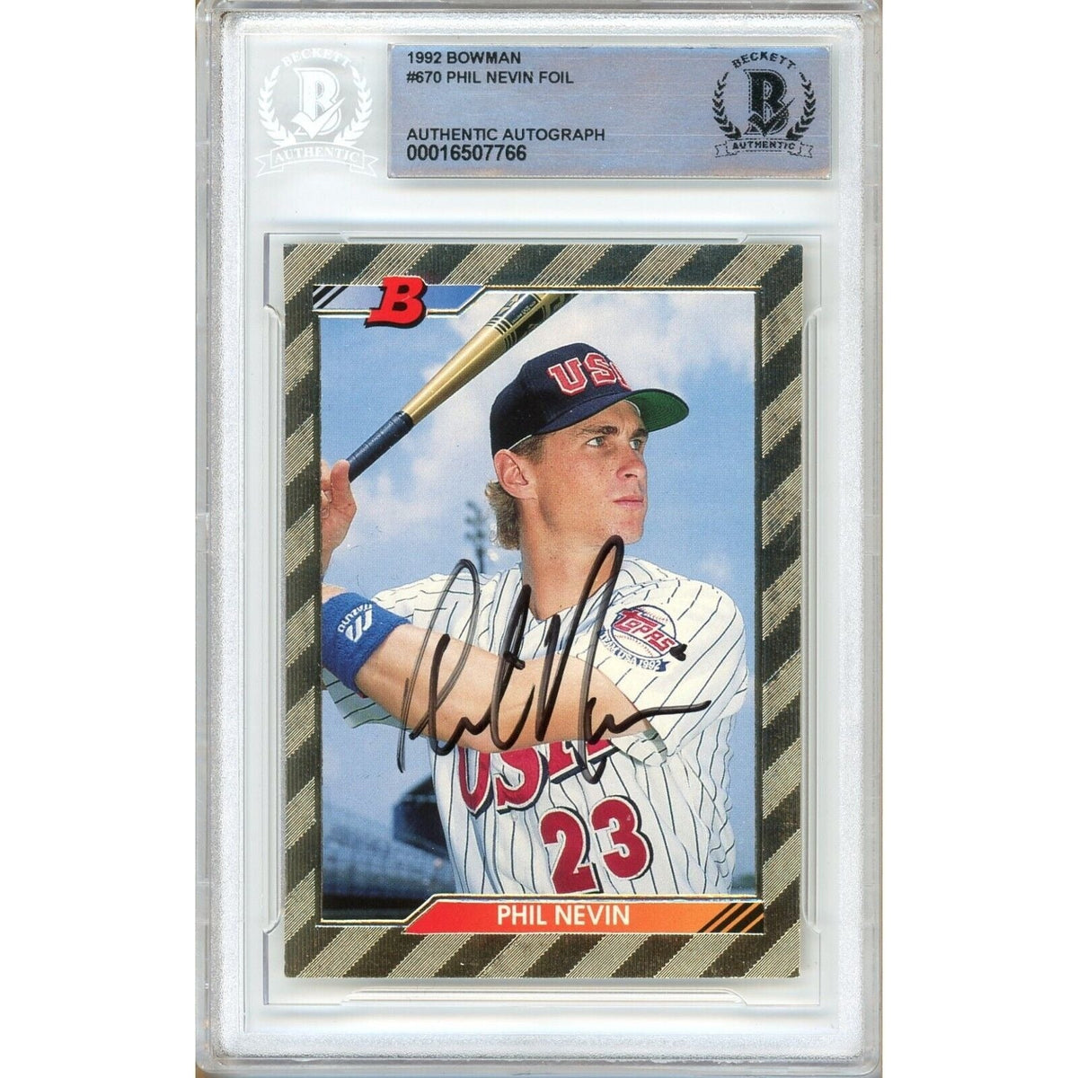Phil Nevin Team Autographed Trading Card Beckett BAS