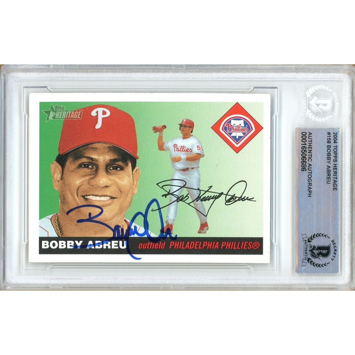 Bobby Abreu Phillies Autographed Trading Card Beckett BAS
