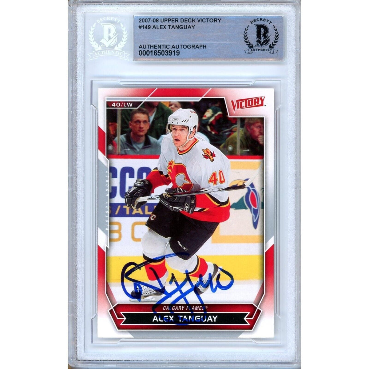 Alex Tanguay Upper Deck Victory Autographed Trading Card Beckett BAS